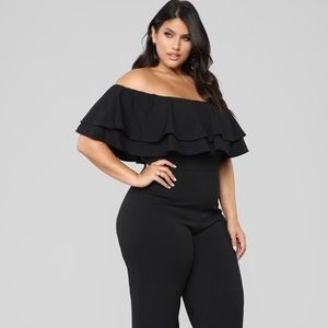 FASHION NOVA Ready to Ruffle Jumpsuit In Black